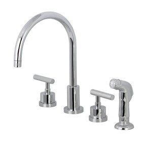 Elements of Design ES8721CML Double Handle Widespread Kitchen Faucet with Non-Metallic Sprayer, Polished Chrome Finish