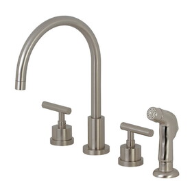 Elements of Design ES8728CML Double Handle Widespread Kitchen Faucet with Non-Metallic Sprayer, Satin Nickel Finish