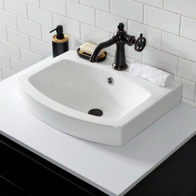 Kingston Brass EV2017 Inflection 20-Inch Ceramic Bathroom Sink, White