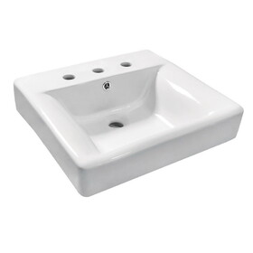 Kingston Brass EV2019W38 NuvoFusion 20-Inch Console Sink Basin (8-Inch, 3-Hole), White