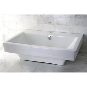 Fauceture EV4024 Plaza Semi-Recessed Bathroom Sink, White