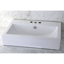 Kingston Brass EV4318W34 White China Vessel Bathroom Sink with Overflow Holes & 3 Faucet Holes, White