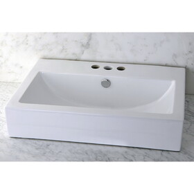 Kingston Brass EV4318W34 Century Ceramic Bathroom Sink (4-Inch, 3-Hole), White