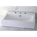 Kingston Brass EV4318W38 White China Vessel Bathroom Sink with Overflow Holes & 3 Faucet Holes, White