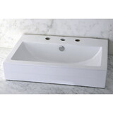Kingston Brass EV4318W38 White China Vessel Bathroom Sink with Overflow Holes & 3 Faucet Holes, White