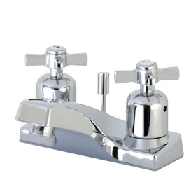 Kingston Brass FB201ZX Millennium Two-Handle 3-Hole Deck Mount 4" Centerset Bathroom Faucet with Plastic Pop-Up, Polished Chrome