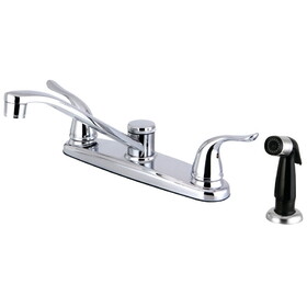 Kingston Brass FB2271YL Yosemite Two-Handle 4-Hole Deck Mount 8" Centerset Kitchen Faucet with Side Sprayer, Polished Chrome