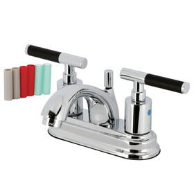 Kingston Brass Kaiser Two-Handle 3-Hole Deck Mount 4" Centerset Bathroom Faucet with Plastic Pop-Up, FB2601CKL