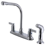 Kingston Brass NuvoFusion 8-Inch Centerset Kitchen Faucet with Sprayer, Polished Chrome FB2751NDLSP