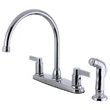 Kingston Brass NuvoFusion 8-Inch Centerset Kitchen Faucet with Sprayer, Polished Chrome FB2791NDLSP