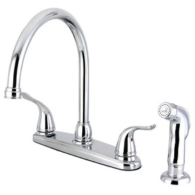 Kingston Brass Yosemite 8-Inch Centerset Kitchen Faucet with Sprayer, Polished Chrome FB2791YLSP