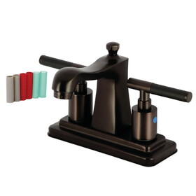 Kingston Brass FB4645CKL Kaiser Two-Handle 3-Hole Deck Mount 4" Centerset Bathroom Faucet with Plastic Pop-Up, Oil Rubbed Bronze