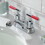 Kingston Brass FB5621CKL Kaiser Two-Handle 3-Hole Deck Mount 4" Centerset Bathroom Faucet with Plastic Pop-Up, Polished Chrome