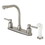 Kingston Brass FB718DL Concord Two-Handle 4-Hole Deck Mount 8" Centerset Kitchen Faucet with Side Sprayer, Brushed Nickel
