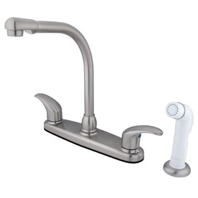 Kingston Brass FB718LL Legacy Two-Handle 4-Hole Deck Mount 8" Centerset Kitchen Faucet with Side Sprayer, Brushed Nickel