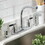 Kingston Brass FB751CKLSP Kaiser Two-Handle 4-Hole Deck Mount 8" Centerset Kitchen Faucet with Side Sprayer, Polished Chrome