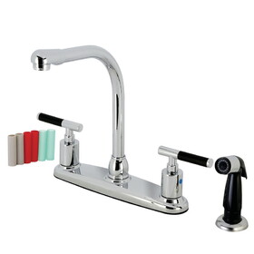 Kingston Brass FB751CKL Kaiser Two-Handle 4-Hole Deck Mount 8" Centerset Kitchen Faucet with Side Sprayer, Polished Chrome