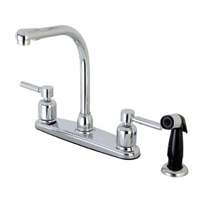 Kingston Brass FB751DL Concord Two-Handle 4-Hole Deck Mount 8" Centerset Kitchen Faucet with Side Sprayer, Polished Chrome