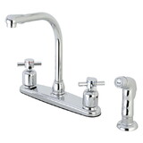 Kingston Brass Concord 8-Inch Centerset Kitchen Faucet with Sprayer, Polished Chrome FB751DXSP
