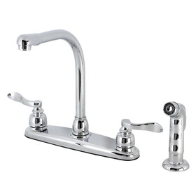 Kingston Brass NuWave French 8-Inch Centerset Kitchen Faucet with Sprayer, Polished Chrome FB751NFLSP