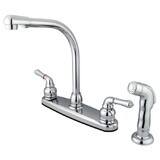 Kingston Brass Americana 8-Inch Centerset Kitchen Faucet with Sprayer, Polished Chrome