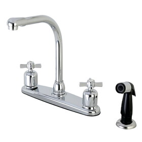 Kingston Brass FB751ZX Millennium Two-Handle 4-Hole Deck Mount 8" Centerset Kitchen Faucet with Side Sprayer, Polished Chrome