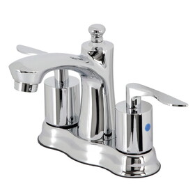 Kingston Brass Two-Handle 3-Hole Deck Mount 4" Centerset Bathroom Faucet with Retail Pop-Up in Polished Chrome FB7611SVL