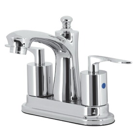 Kingston Brass Two-Handle 3-Hole Deck Mount 4" Centerset Bathroom Faucet with Retail Pop-Up in Polished Chrome FB7621SVL