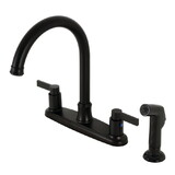 Kingston Brass NuvoFusion 8-Inch Centerset Kitchen Faucet with Sprayer, Matte Black