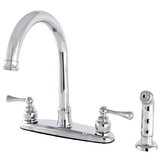 Kingston Brass Vintage 8-Inch Centerset Kitchen Faucet with Sprayer, Polished Chrome