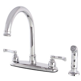 Kingston Brass Royale 8-Inch Centerset Kitchen Faucet with Sprayer, Polished Chrome