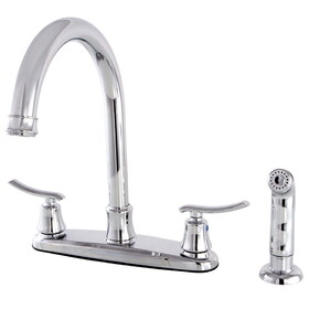Kingston Brass 8-Inch Centerset Kitchen Faucet with Sprayer, Polished Chrome