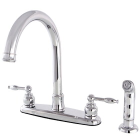Kingston Brass Knight 8-Inch Centerset Kitchen Faucet with Sprayer, Polished Chrome