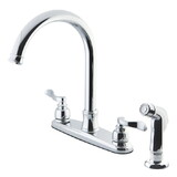 Kingston Brass NuWave French 8-Inch Centerset Kitchen Faucet with Sprayer, Polished Chrome FB7791NFLSP