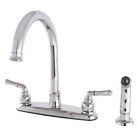 Kingston Brass Naples 8-Inch Centerset Kitchen Faucet with Sprayer, Polished Chrome