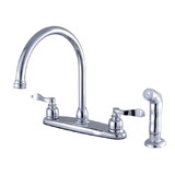 Kingston Brass NuWave French 8-Inch Centerset Kitchen Faucet with Sprayer, Polished Chrome FB791NFLSP