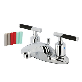 Kingston Brass Kaiser Two-Handle 3-Hole Deck Mount 4" Centerset Bathroom Faucet with Plastic Pop-Up, FB8621CKL