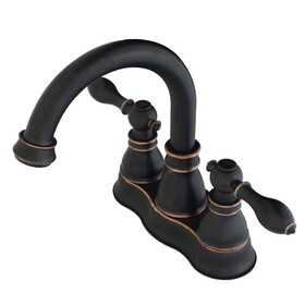 Kingston Brass FSC1616ACL American Classic Two-Handle 2-Hole Deck Mount 4" Centerset Bathroom Faucet with Push Pop-Up, Naples Bronze
