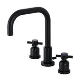 Kingston Brass Concord Widespread Bathroom Faucet with Brass Pop-Up, Matte Black FSC8930DX