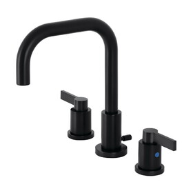 Kingston Brass NuvoFusion Widespread Bathroom Faucet with Brass Pop-Up, Matte Black