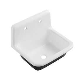 Kingston Brass GCLWS22187 Petra Galley 22-Inch x 18-Inch Cast Iron Wall Mount Utility Sink, White