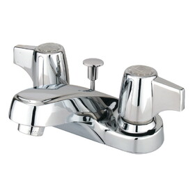 Kingston Brass GKB160 Americana Two-Handle 3-Hole Deck Mount 4" Centerset Bathroom Faucet with Plastic Pop-Up, Polished Chrome