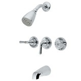 Kingston Brass Water Saving Magellan 3-Handle Tub and Shower Faucet with Water Savings Showerhead, Polished Chrome