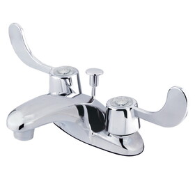 Kingston Brass GKB621ADA Vista Two-Handle 3-Hole Deck Mount 4" Centerset Bathroom Faucet with Plastic Pop-Up, Polished Chrome