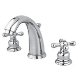 Kingston Brass Heirloom GKB981AX - Victorian Two-Handle 3-Hole Deck Mount Widespread Bathroom Faucet with Pop-Up Drain, Polished Chrome