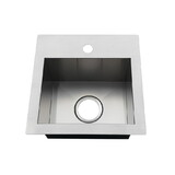 Kingston Brass GKDS151581 Uptowne 15-Inch Stainless Steel Undermount or Drop-In 1-Hole Single Bowl Dual-Mount Kitchen Sink, Brushed