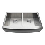 Kingston Brass GKTDF36209 Uptowne 36-Inch Stainless Steel Apron-Front Double Bowl Farmhouse Kitchen Sink, Brushed