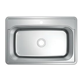 Kingston Brass GKTS3322901 Studio 33-Inch Stainless Steel Self-Rimming 1-Hole Single Bowl Drop-In Kitchen Sink, Brushed