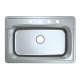 Kingston Brass GKTS332290 Studio 33-Inch Stainless Steel Self-Rimming 4-Hole Single Bowl Drop-In Kitchen Sink, Brushed