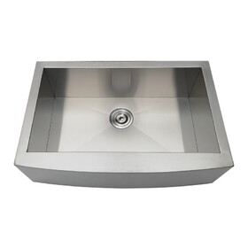 Kingston Brass GKTSF30209 Uptowne 30-Inch Stainless Steel Apron-Front Single Bowl Farmhouse Kitchen Sink, Brushed